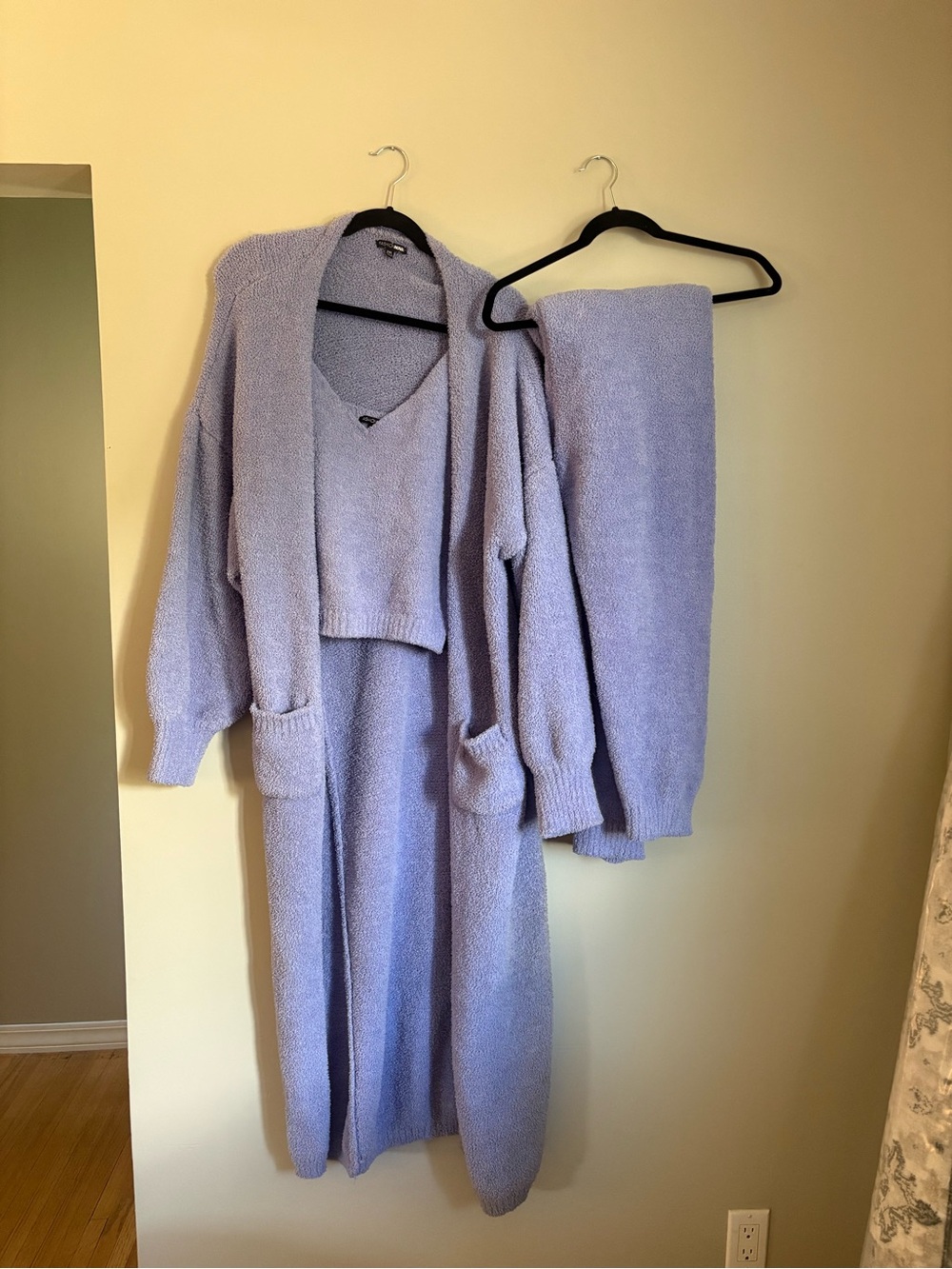Fashion Nova Cozy Lavender 3 Piece Knit Sweater Set